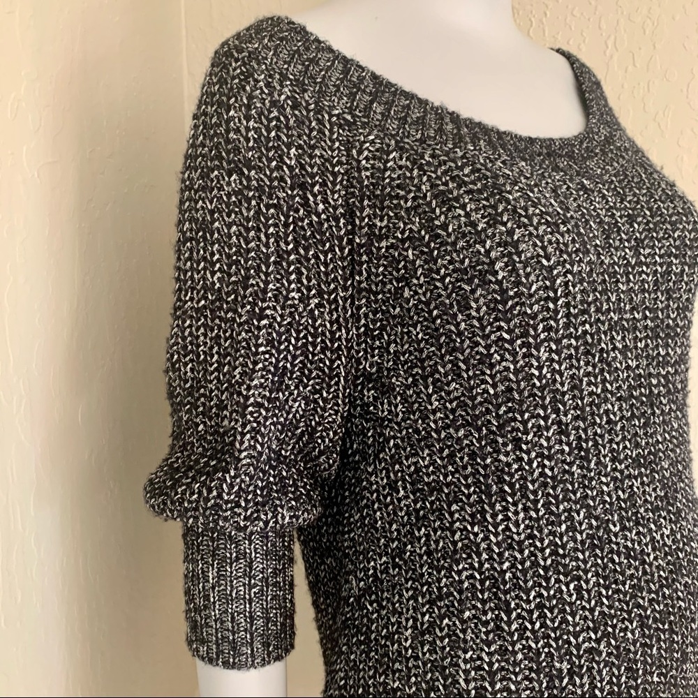 ALICE + OLIVIA Scoop Neck Sweater Black & Silver Metallic Alpaca Wool Knit M - Picture 5 of 15